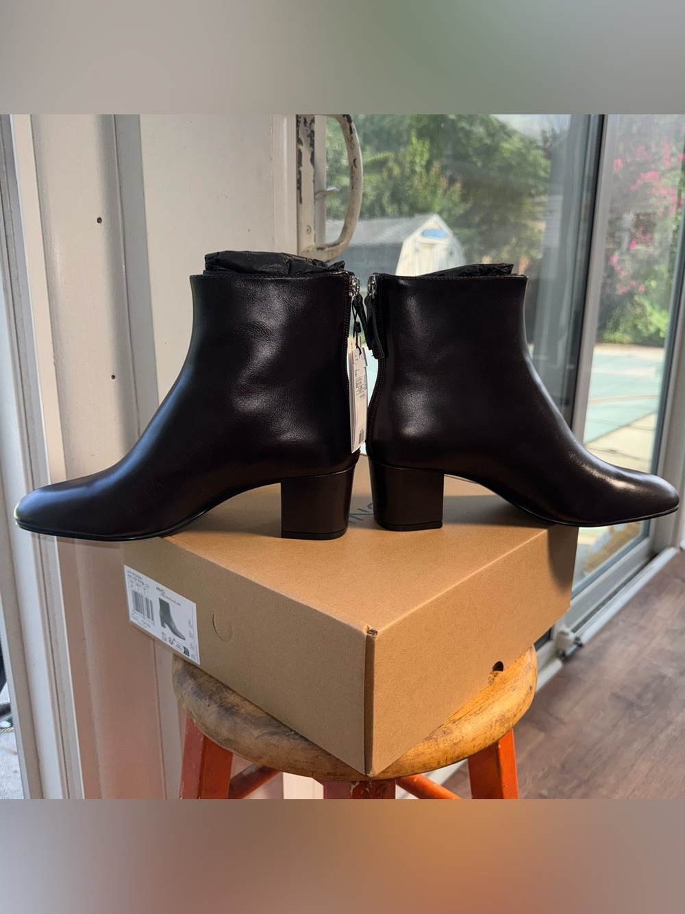 MANGO Claro Genuine Leather Ankle Boots Dark Brown Block Heel Women’s 7.5 NIB - Picture 8 of 16